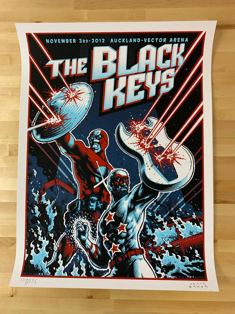 Black Keys - 2012 Blair Sayer Poster Auckland, AUS S/N Gig Posters