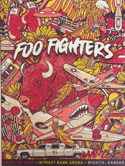 Gregg Gordon Gig Posters Foo Fighters - 2020 Gigart Poster Wichita, KS Intrust Bank Arena 1st
