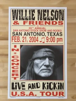 Willie Nelson - 2004 Franks Brothers 2/21 Poster San Antonio, TX