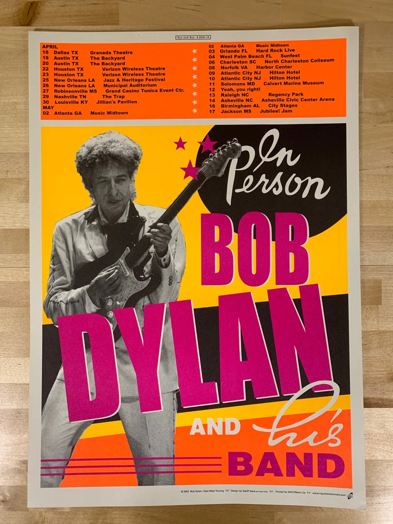 Bob Dylan - 2003 Geoff Gans Poster April May Tour