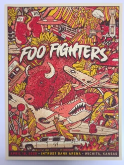 Gregg Gordon Gig Posters Foo Fighters - 2020 Gigart Poster Wichita, KS Intrust Bank Arena 1st