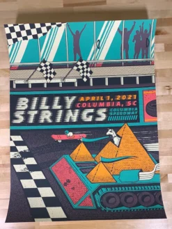 Billy Strings - 2021 Status Serigraph Poster Columbia, SC 4/1