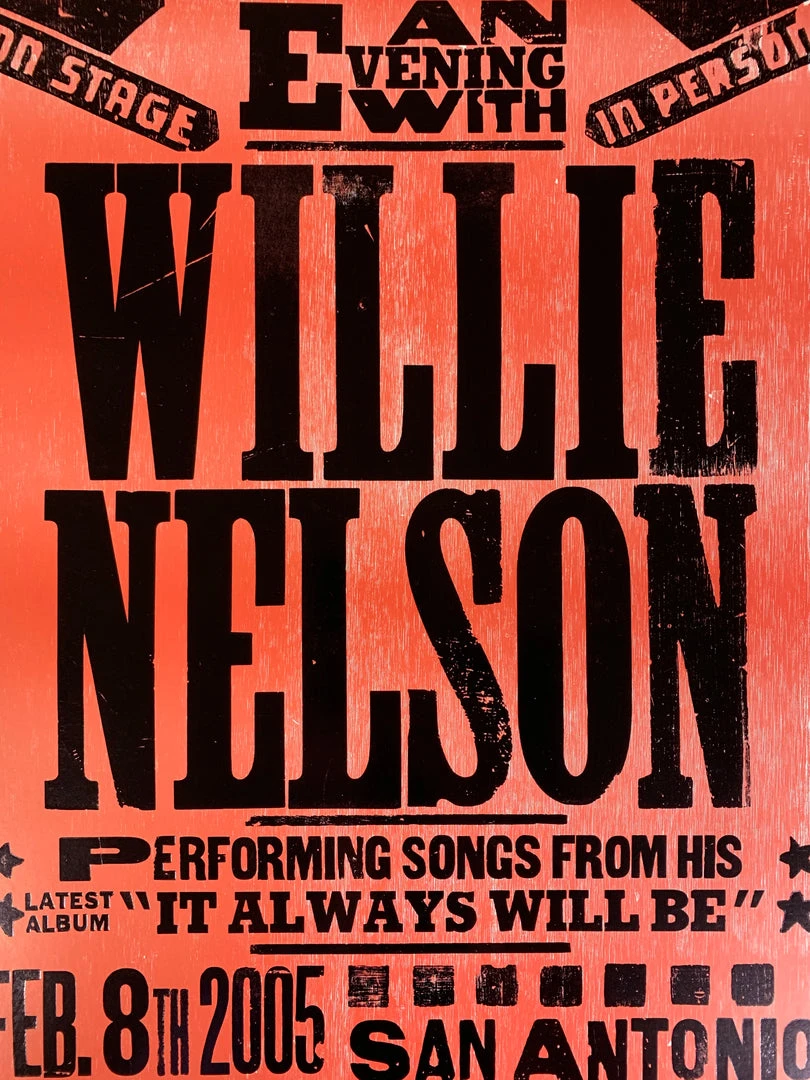 Willie Nelson - 2005 Franks Brothers Poster San Antonio, Texas