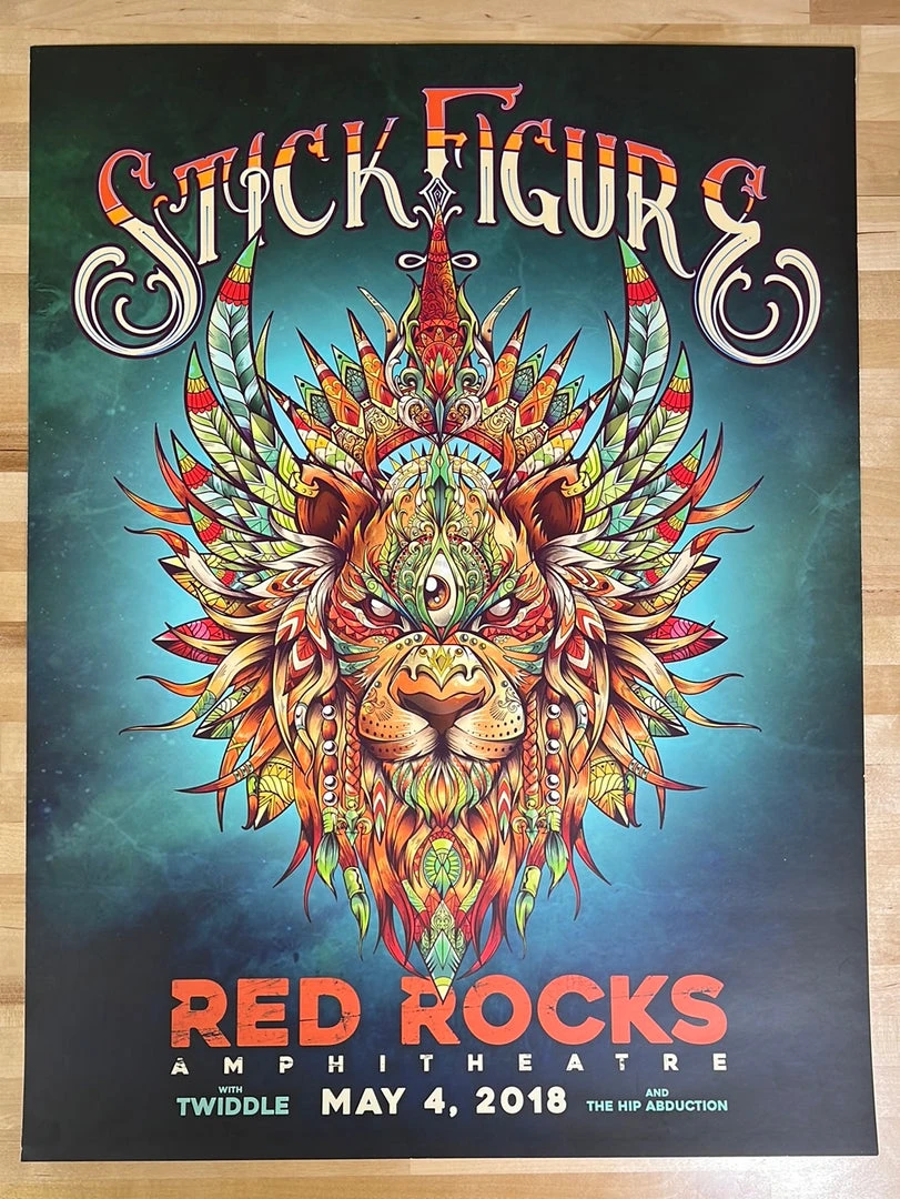 Status Serigraph Stick Figure - 2018 Twiddle Poster Red Rocks Morrison, CO