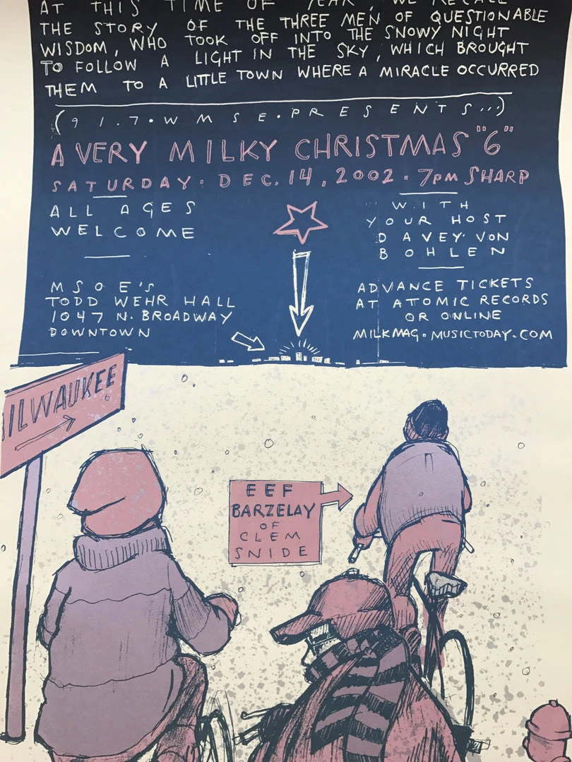 A Very Milky Christmas - 2002 Jay Ryan Poster Death Cab For Cutie Milwaukee