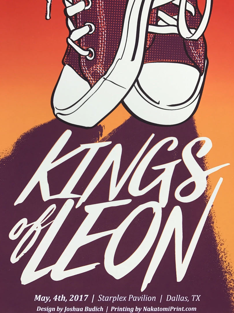 Kings Of Leon - 2017 Joshua Budich Poster Dallas, TX Starpress Pavilion Gig Posters
