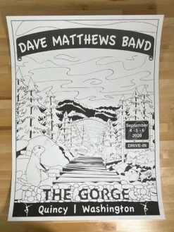 Dave Matthews Band - 2020 Jamison Grace Coloring Poster Quincy, WA Gig Posters