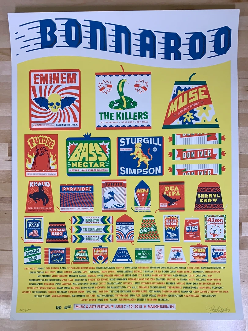 Gig Posters Bonnaroo - 2018 Mike Davis Poster Manchester, TN