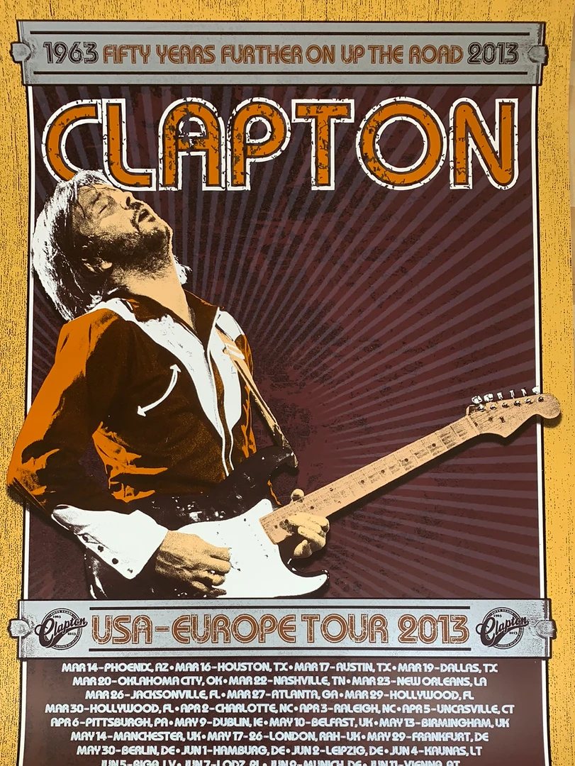 Eric Clapton - 2013 Ron Donovan Firehouse Poster VARIANT European Tour