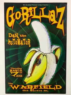 Gig Posters Gorillaz - 2002 Chris Shaw Poster The Warfield Theatre San Fran 1st