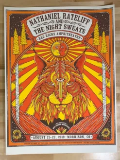Colorado Nathaniel Rateliff - 2019 Owen Murphy Poster Red Rocks Morrison, CO