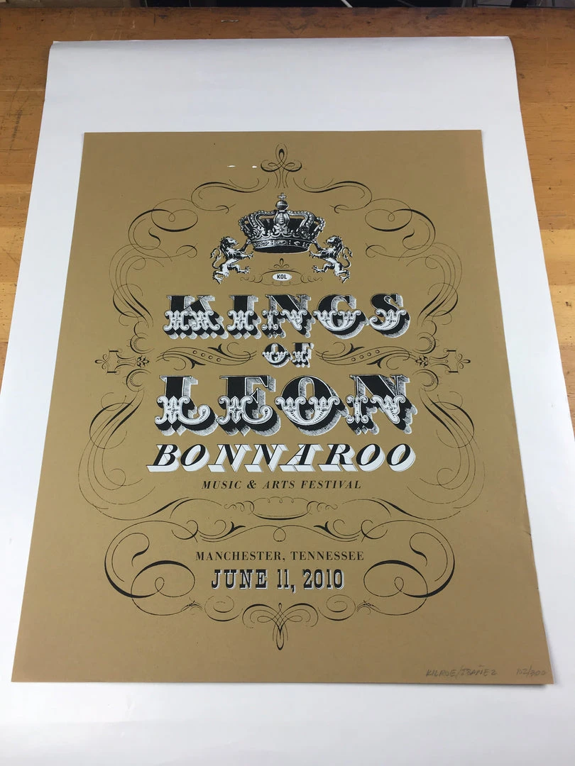 Sold Out Posters Kings Of Leon - 2010 Kilroe Ibanez Bonnaroo Poster Music Festival