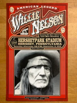 Willie Nelson - 2018 Mattole River Studios Poster Hershey Pennsylvania Gig Posters