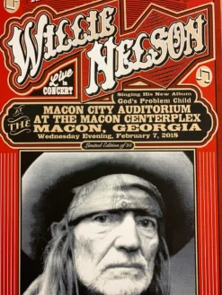 Willie Nelson - 2018 Mattole River Studios Poster Macon Georgia Gig Posters