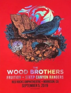 Wood Brothers - 2019 Status Serigraph Poster Red Rocks, Morrison, CO FOIL