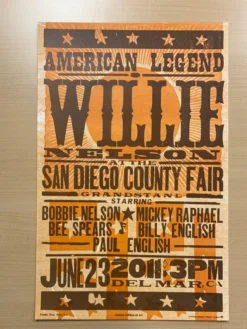 Willie Nelson - 2011 Hatch Show Print 6/23 Poster Del Mar, California Gig Posters