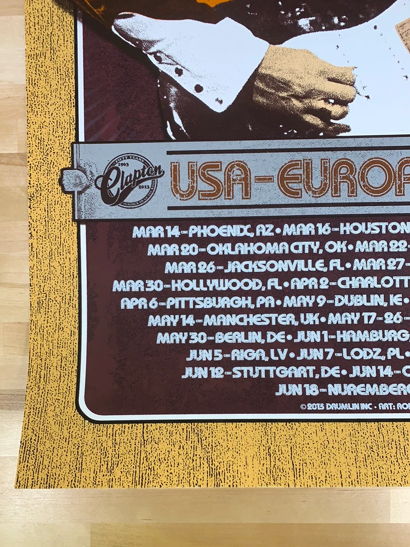 Eric Clapton - 2013 Ron Donovan Firehouse Poster VARIANT European Tour