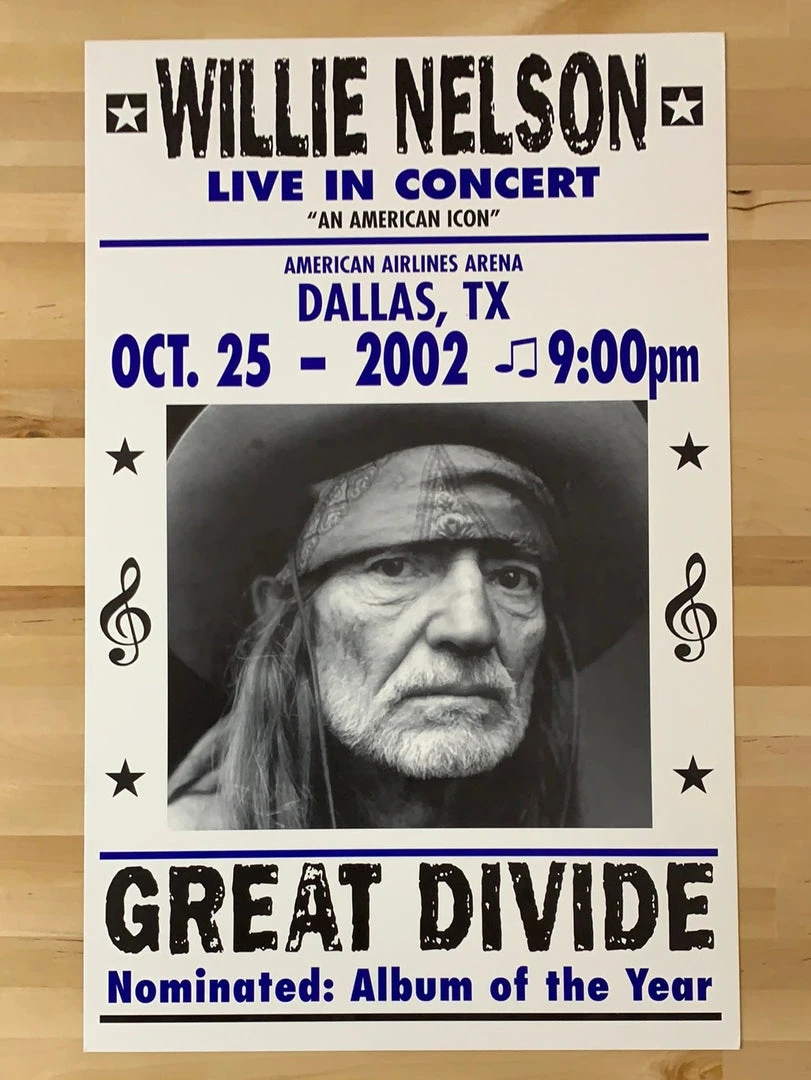 Willie Nelson - 2002 Franks Brothers 10/25 Poster Dallas, TX