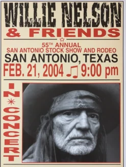 Willie Nelson - 2004 Franks Brothers 2/21 Poster San Antonio, TX