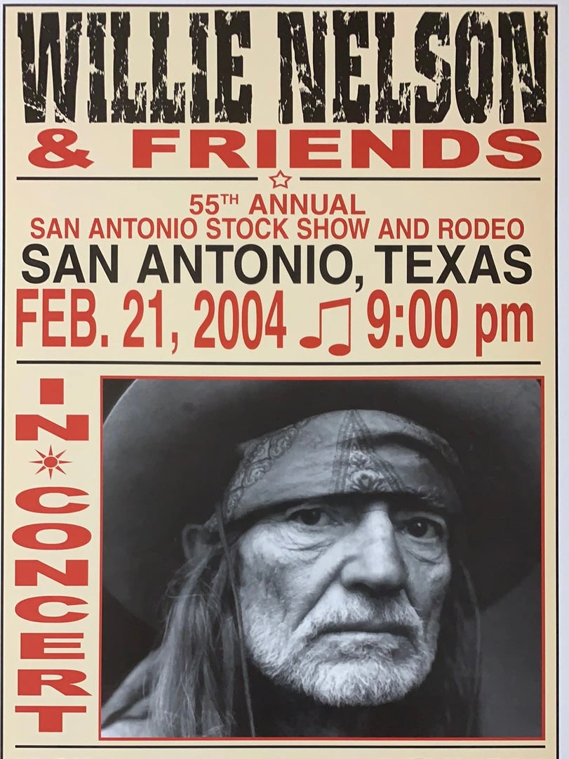 Willie Nelson - 2004 Franks Brothers 2/21 Poster San Antonio, TX
