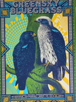 Greensky Bluegrass - 2019 Status Serigraph Poster Red Rocks, Morrison, CO 1st