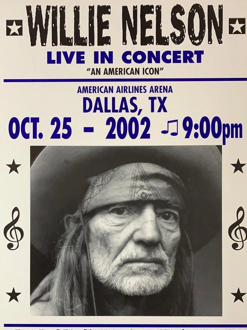 Willie Nelson - 2002 Franks Brothers 10/25 Poster Dallas, TX