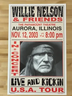 Gig Posters Willie Nelson - 2003 Franks Brothers 11/12 Poster Aurora, IL