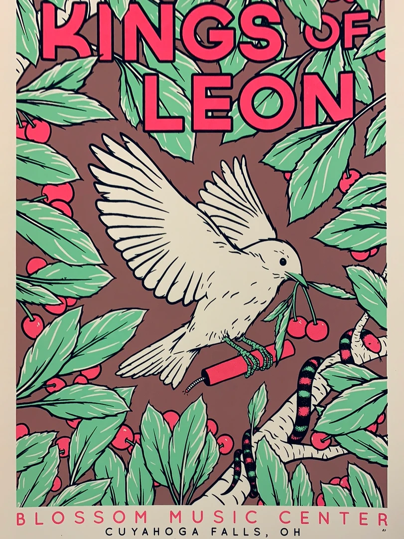 Kings Of Leon - 2017 Dan Grissom Poster Cuyahoga Falls, OH Blossom Music