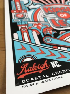 Kings Of Leon - 2017 Jesse Philips Poster Raleigh, Walnut Creek Amphitheatre