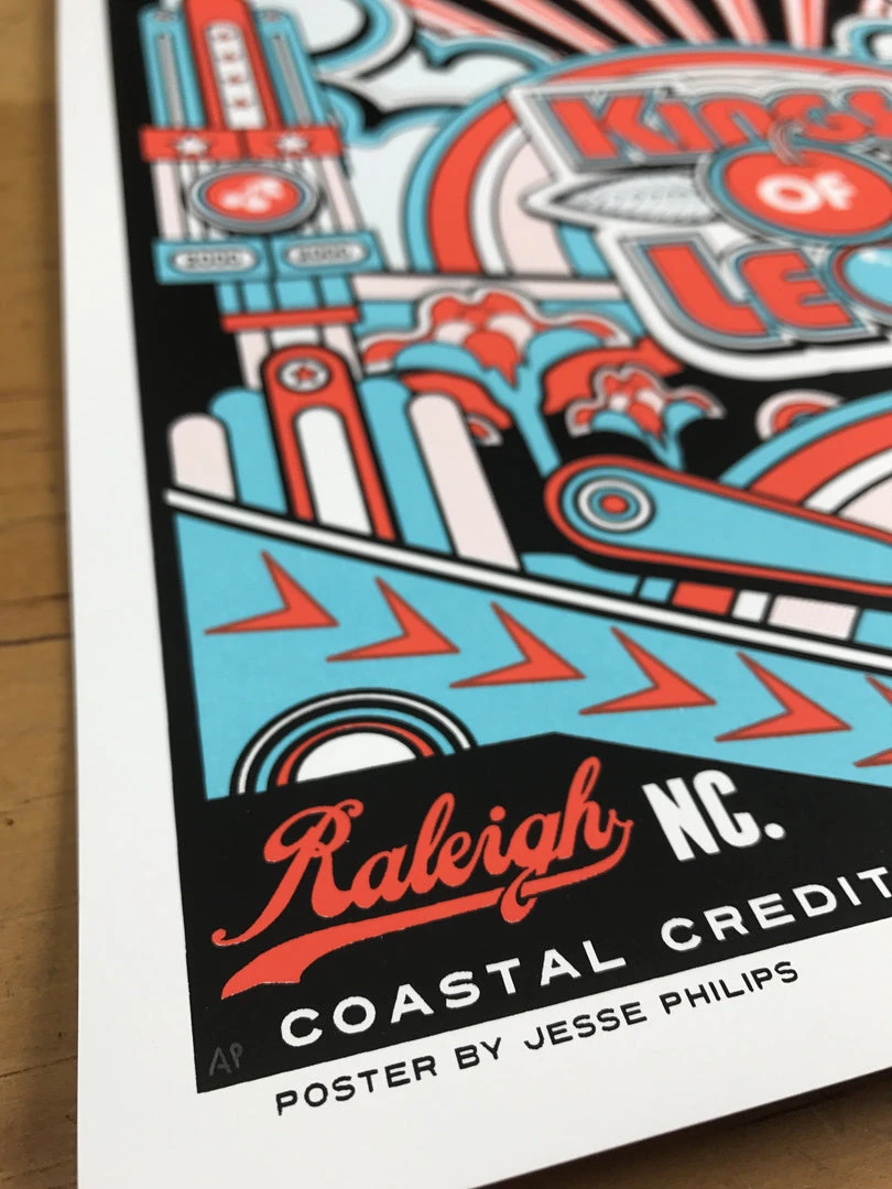 Kings Of Leon - 2017 Jesse Philips Poster Raleigh, Walnut Creek Amphitheatre