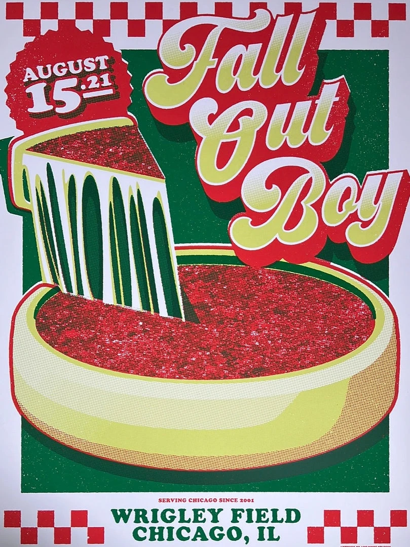 Fall Out Boy - 2021 Mike Tallman Poster Chicago, IL Wrigley Field