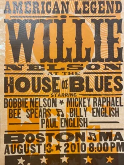 Willie Nelson - 2010 Hatch Show Print 8/13 Poster Boston, Massachusetts Gig Posters