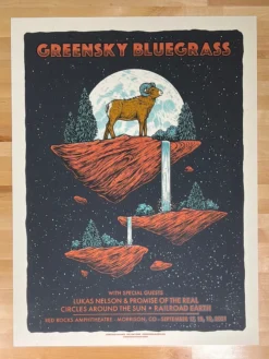 Greensky Bluegrass - 2021 Logan Schmitt Poster Morrison, CO Red Rocks