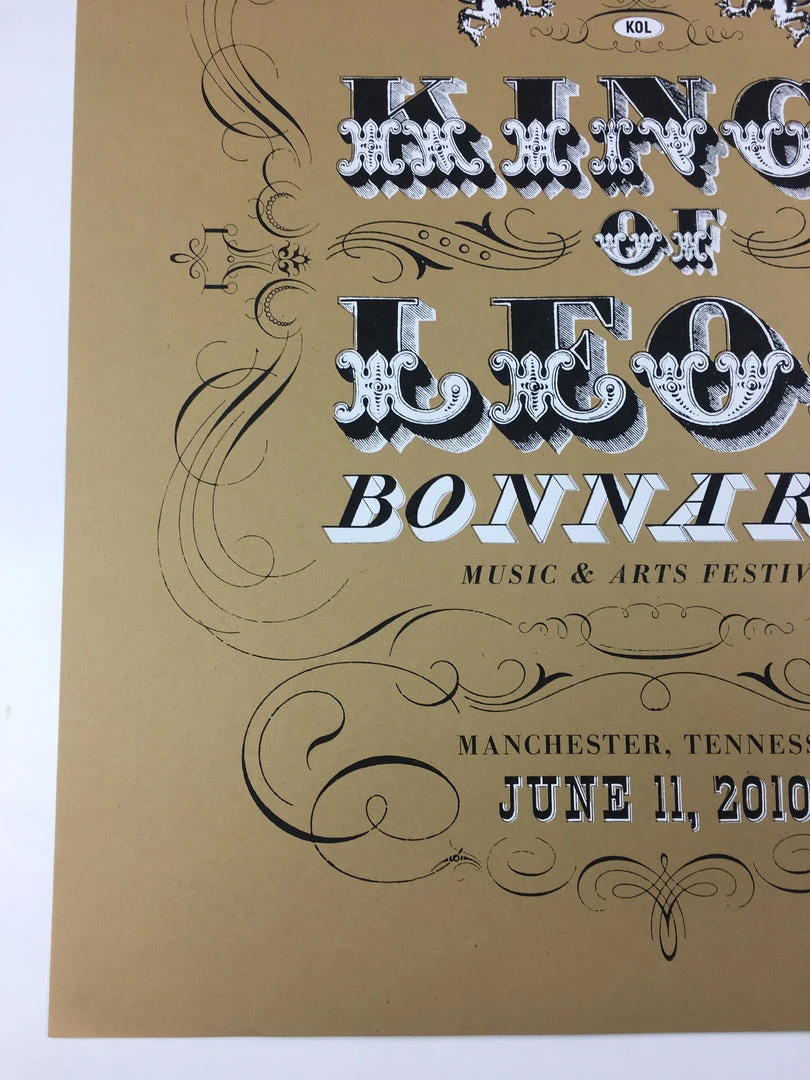 Sold Out Posters Kings Of Leon - 2010 Kilroe Ibanez Bonnaroo Poster Music Festival