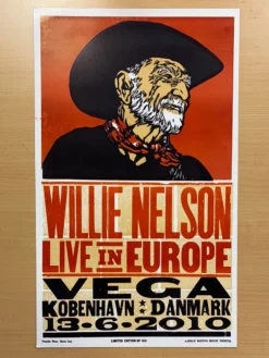 Willie Nelson - 2010 Hatch Show Print 6/13 Poster Kobenhavn, Danmark Gig Posters