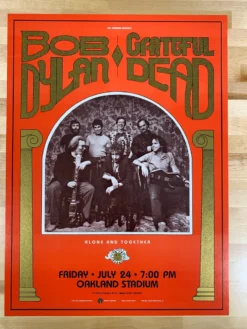 Bob Dylan, Grateful Dead - 1987 Arlene Owseichik Poster Oakland Coliseum 1st