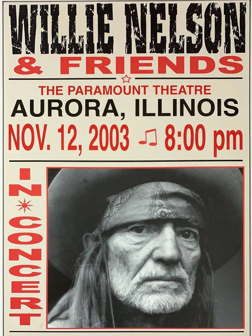 Gig Posters Willie Nelson - 2003 Franks Brothers 11/12 Poster Aurora, IL