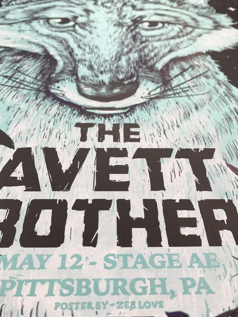The Avett Brothers - 2016 Zeb Love Poster Pittsburgh, PA Stage AE VARIANT BLUE