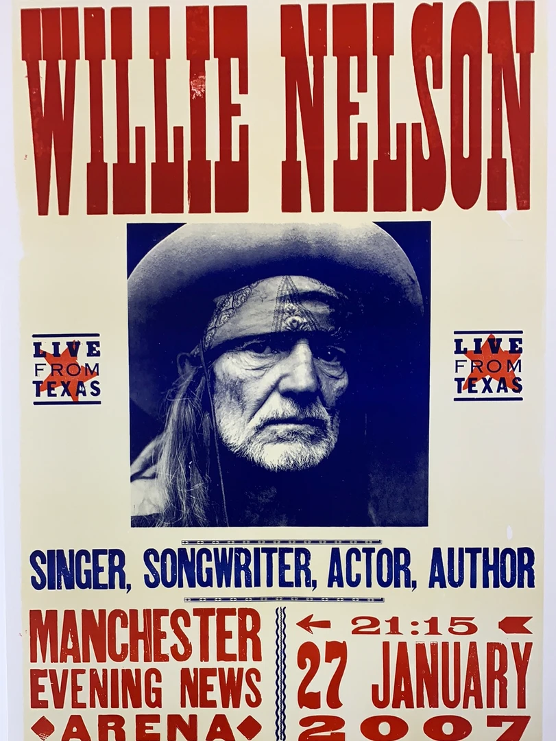 Willie Nelson - 2007 Hatch Show Print 1/27 Poster Manchester, England Gig Posters