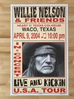 Gig Posters Willie Nelson - 2004 Franks Brothers 4/9 Poster Waco, TX