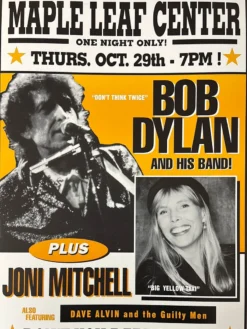 Bob Dylan - 1998 Geoff Gans Poster Wallingford, VT Joni Mitchell Gig Posters