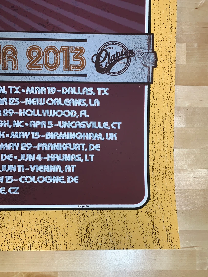 Eric Clapton - 2013 Ron Donovan Firehouse Poster VARIANT European Tour