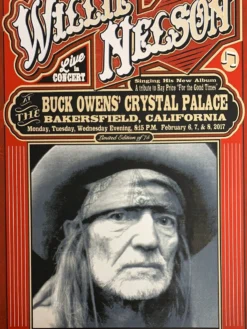 Willie Nelson - 2017 Mattole River Studios Poster Bakersfield, CA Gig Posters