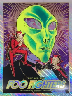 Foil Posters Foo Fighters - 2020 Brian Ewing Poster Cleveland, OH Rapture Foil