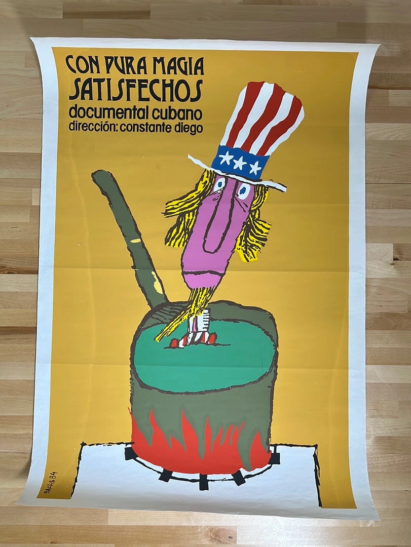 Eduardo Munoz Bachs Con Pura Magia Satisfechos - 1984 Cuban Movie Poster Original Vintage Movie/TV Posters