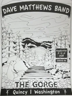 Dave Matthews Band - 2020 Jamison Grace Coloring Poster Quincy, WA Gig Posters