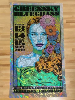 Colorado Greensky Bluegrass - 2019 Chuck Sperry Poster Red Rocks Morrison, CO AUTOGRAPHED FOIL
