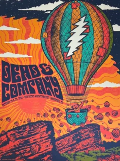 Colorado Dead & Company - 2021 Status Serigraph Poster Red Rocks Morrison, CO