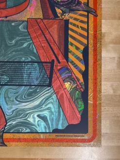 Foil Posters Pigeons Playing Ping Pong - 2020 Status Serigraph FOIL Poster Morris, CT