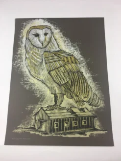 Reconstructed Barn Owl - 2013 Dan Grzeca Poster Art Print Charcoal Brown Art Prints